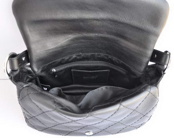 7A Replica Cheap Chanel Shiny Leather Shoulder Bag A48015 Black